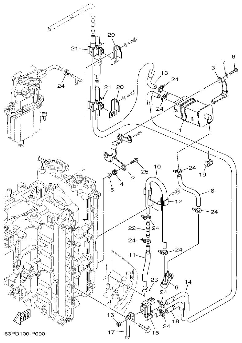 Yamaha F150DET, FL150DET INTAKE 2 parts diagram
